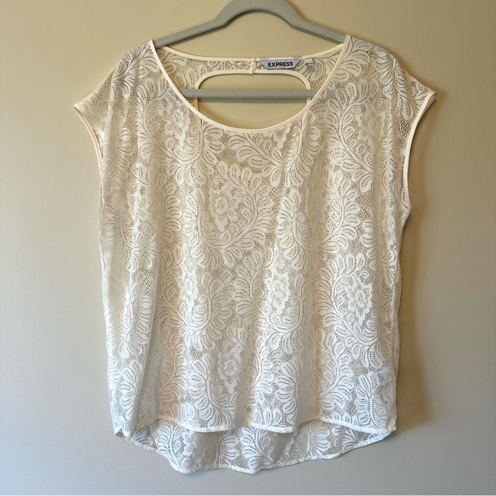 Express - Ivory Lace Top - Medium